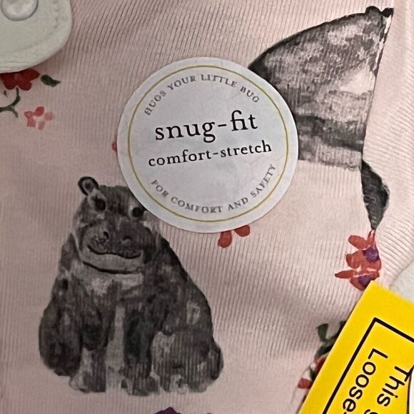 Burt’s Bees Baby Floral Hippo Romper Pajama’s  Size 18 Months - Picture 4 of 11